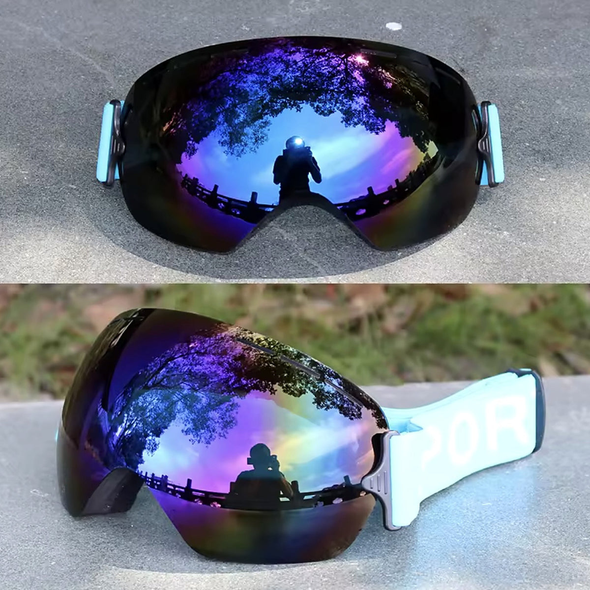 Gafas de esquí UV400 antivaho color azul
