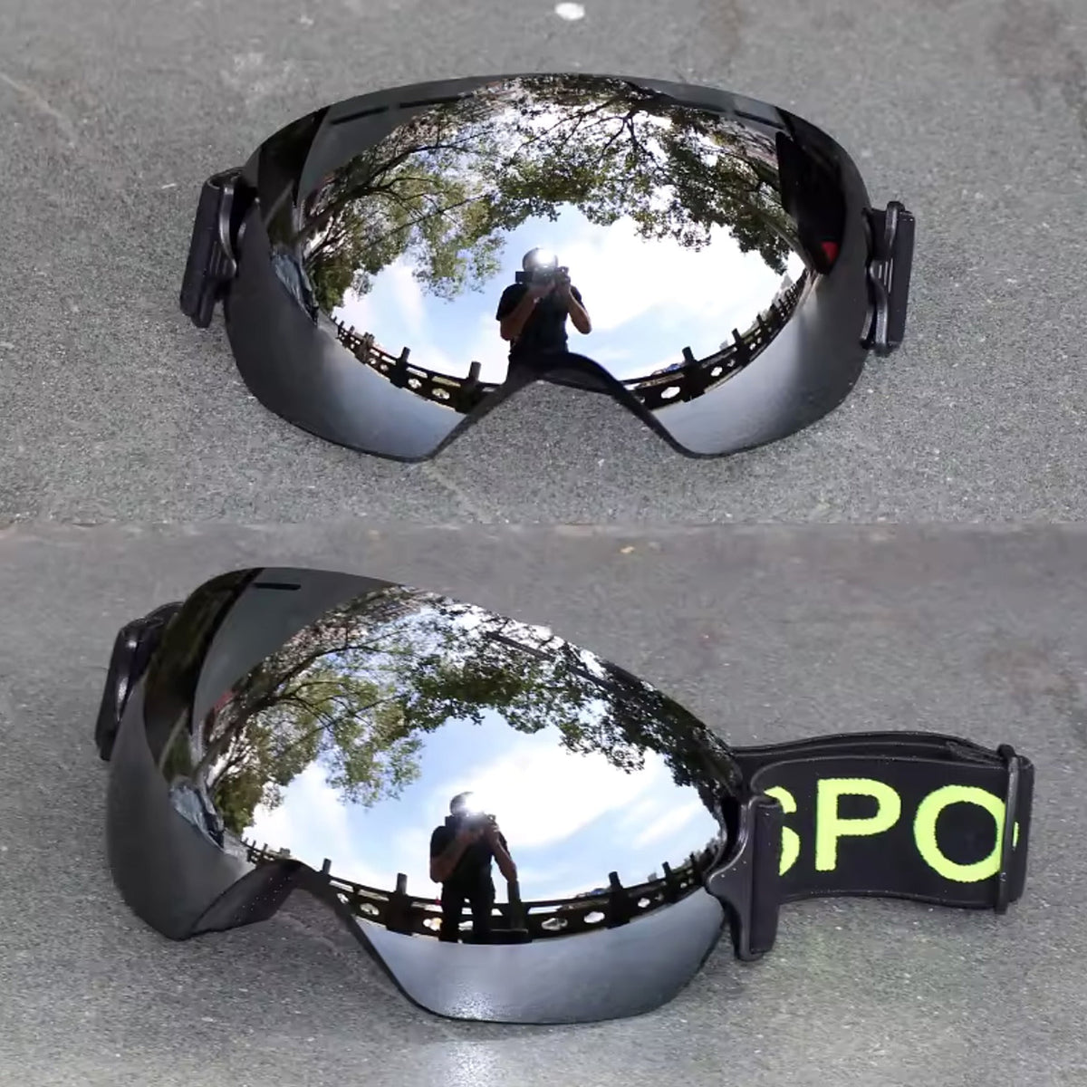 Gafas de esquí UV400 antivaho color plata